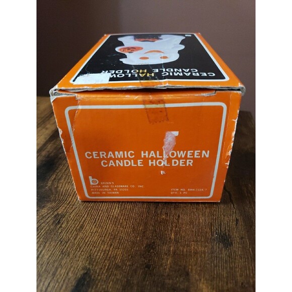 Halloween Ghost Pumpkin Black Cat Ceramic Candle Holder Vintage Jack O'Lantern - Picture 14 of 14